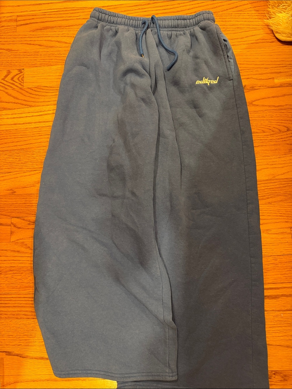 Edikted Navy Blue Straight Leg Sweatpants
